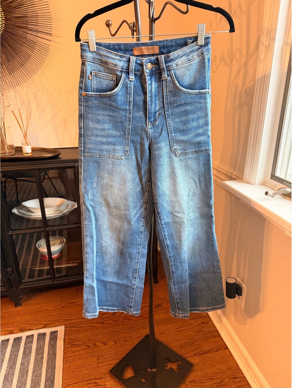 Judy Blue Wide Crop High-Waisted Blue Denim Jeans Size 1/25